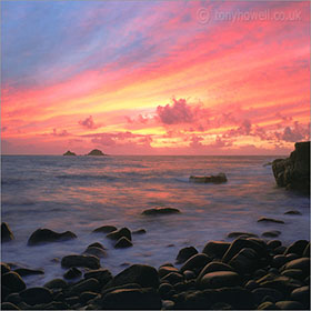 Photographs of Cornwall - afterglow, porth nanven