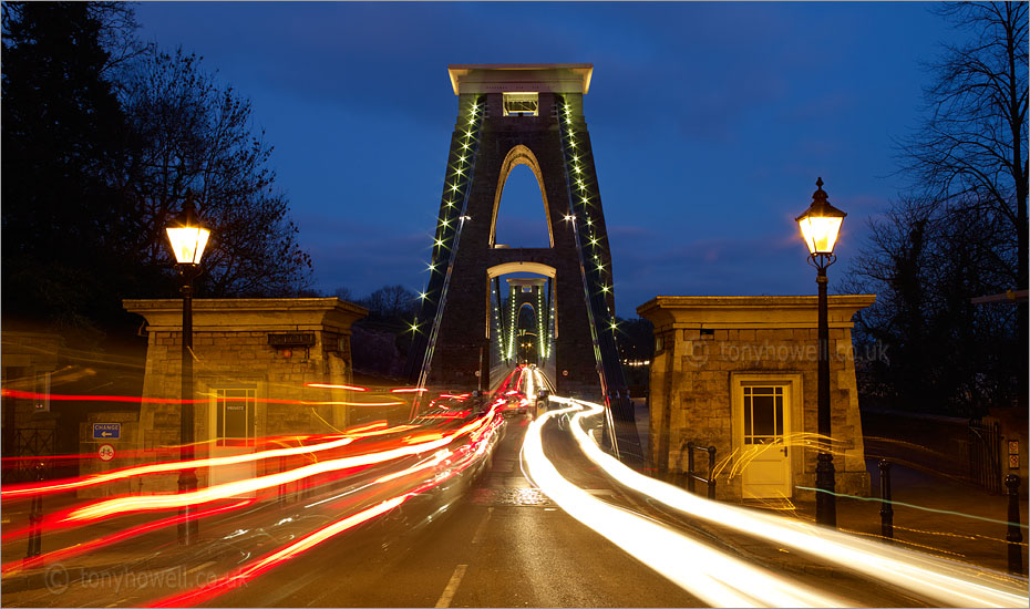 Clifton Suspension Bridge, Bristol, Light Trails