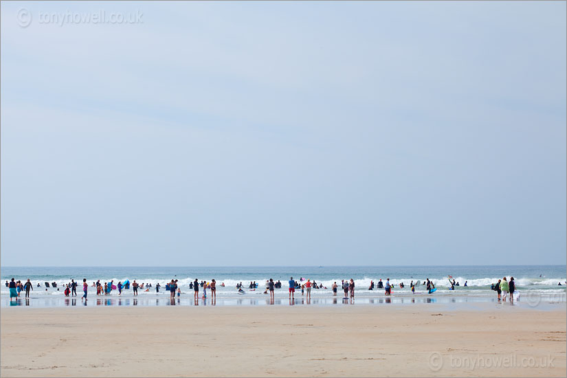 Polzeath Beach, People in a Line