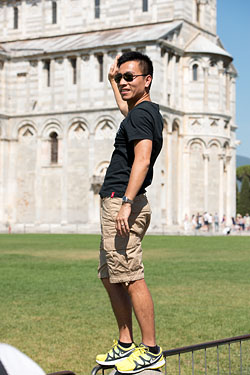 People Posing by The Leaning Tower of Pisa