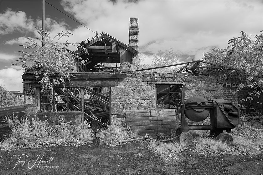 Abandoned Workshop (Infrared Camera; makes grass and foliage go white)