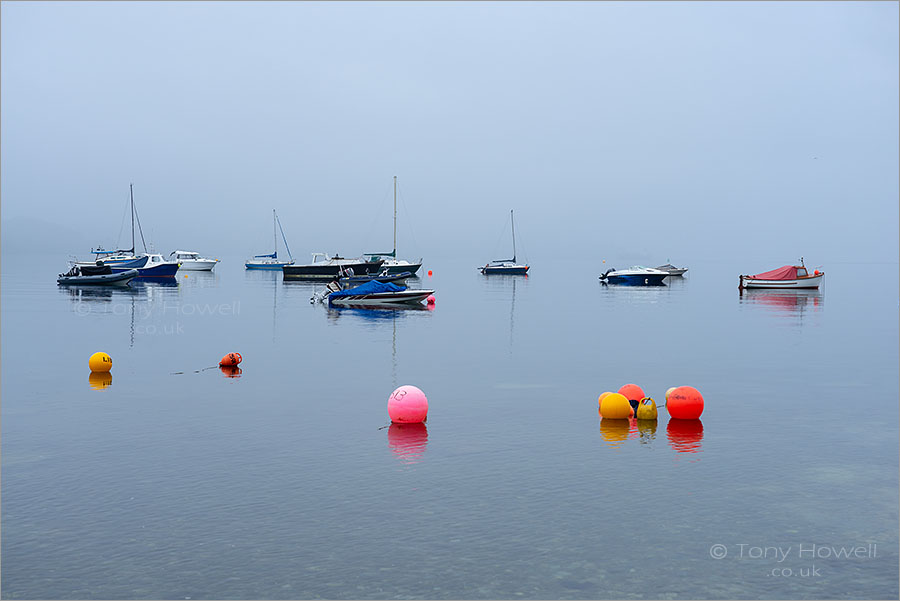 Boats, Mist, Loe Beach