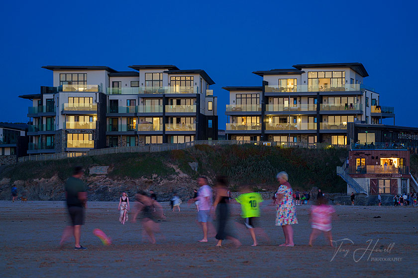 Games At Dusk, Perranporth (long exposure for intentional motion blur)