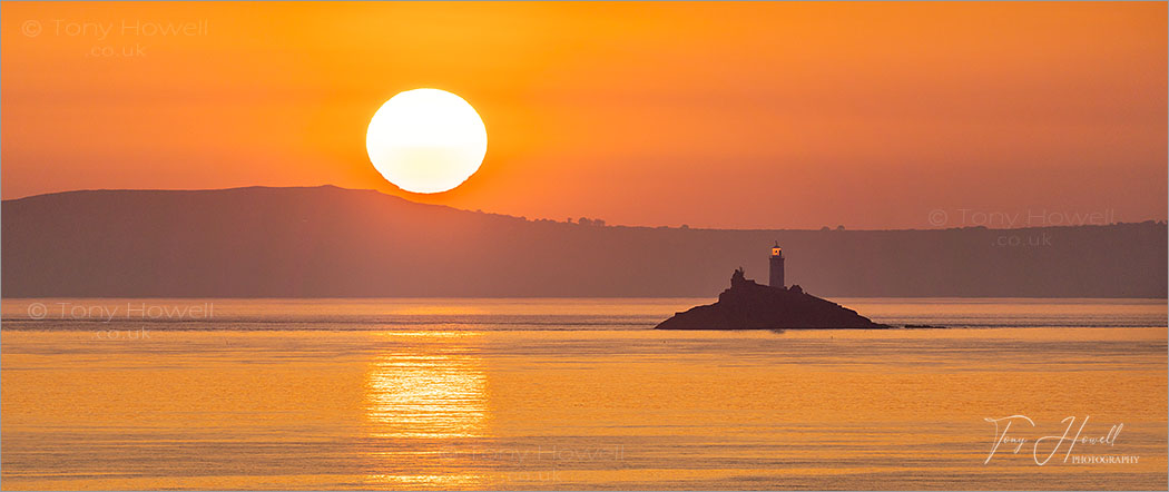 Godrevy Lighthouse from St Ives, Sunrise