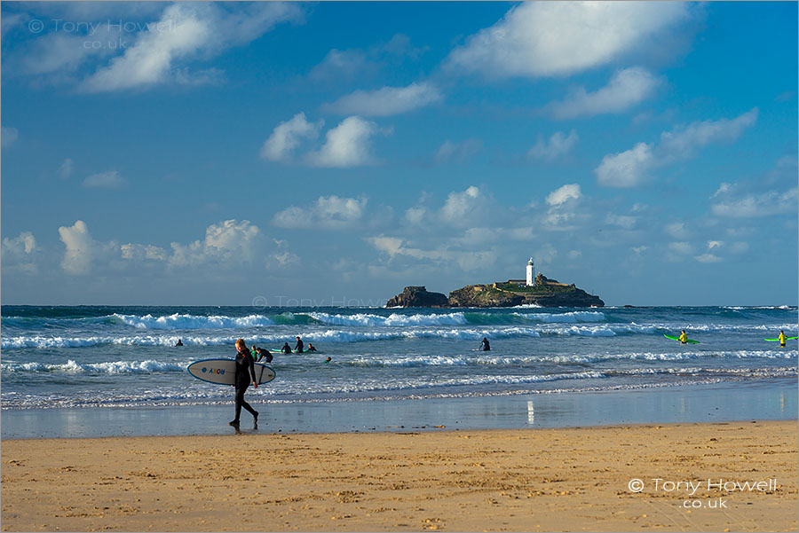 Gwithian Surfers, Godrevy Lighthouse