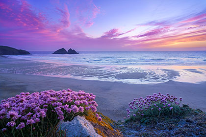 Holywell-Beach-Sea-Pinks-Sunset-Cornwall