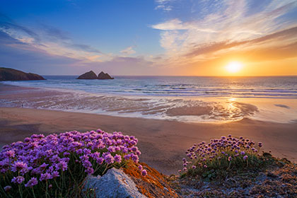 Holywell-Beach-Sea-Pinks-Sunset-Cornwall