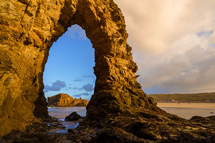 Perranporth-Sea-Arch-Sunrise-Cornwall