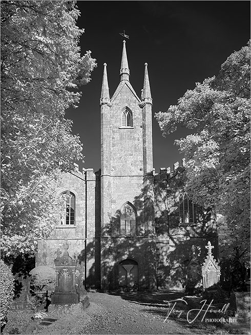 St Day Old Church, Holy Trinity (Infrared Camera; makes grass and foliage go white)