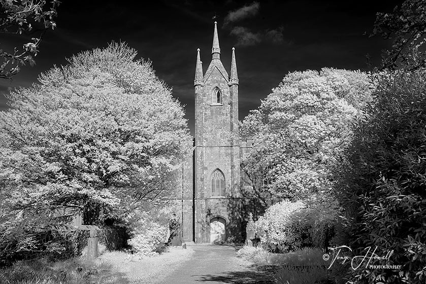 St Day Old Church (infrared camera; makes foliage turn white)