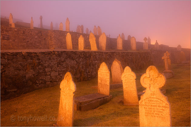 Headstones, Fog, Barnoon Cemetry, St Ives